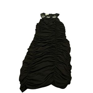 Black sleeveless dress with elaborate decorative collar - size 8
